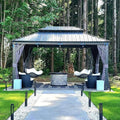 10' x 13' Premium Aluminum Gazebo with Galvanized Steel Double Roof