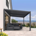 10' x 14' Modern Aluminum Pergola with Adjustable Louvers and Sloped Roof