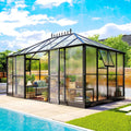 10' x 14' Aluminum Greenhouse with Polycarbonate Panels and Double Swing Doors
