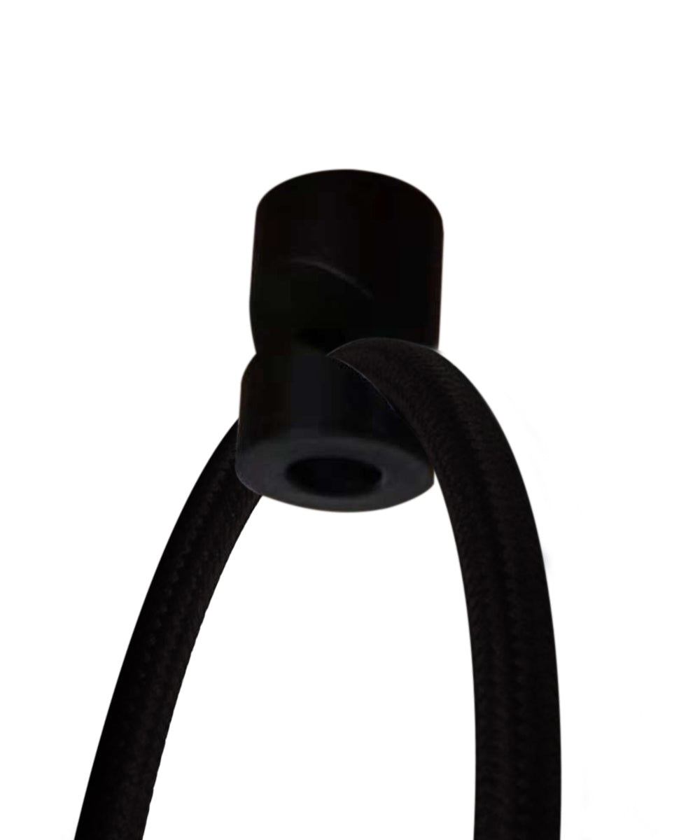 16-Inch Oatmeal Linen Drum Swag Pendant Light with Diffuser and Black Cord