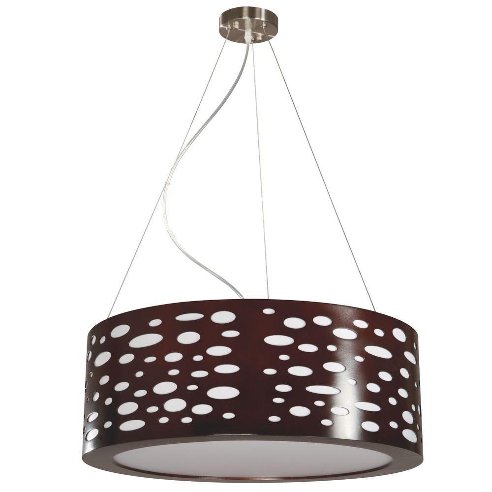 Mokala 3-Light Mahogany Finish Drum Pendant