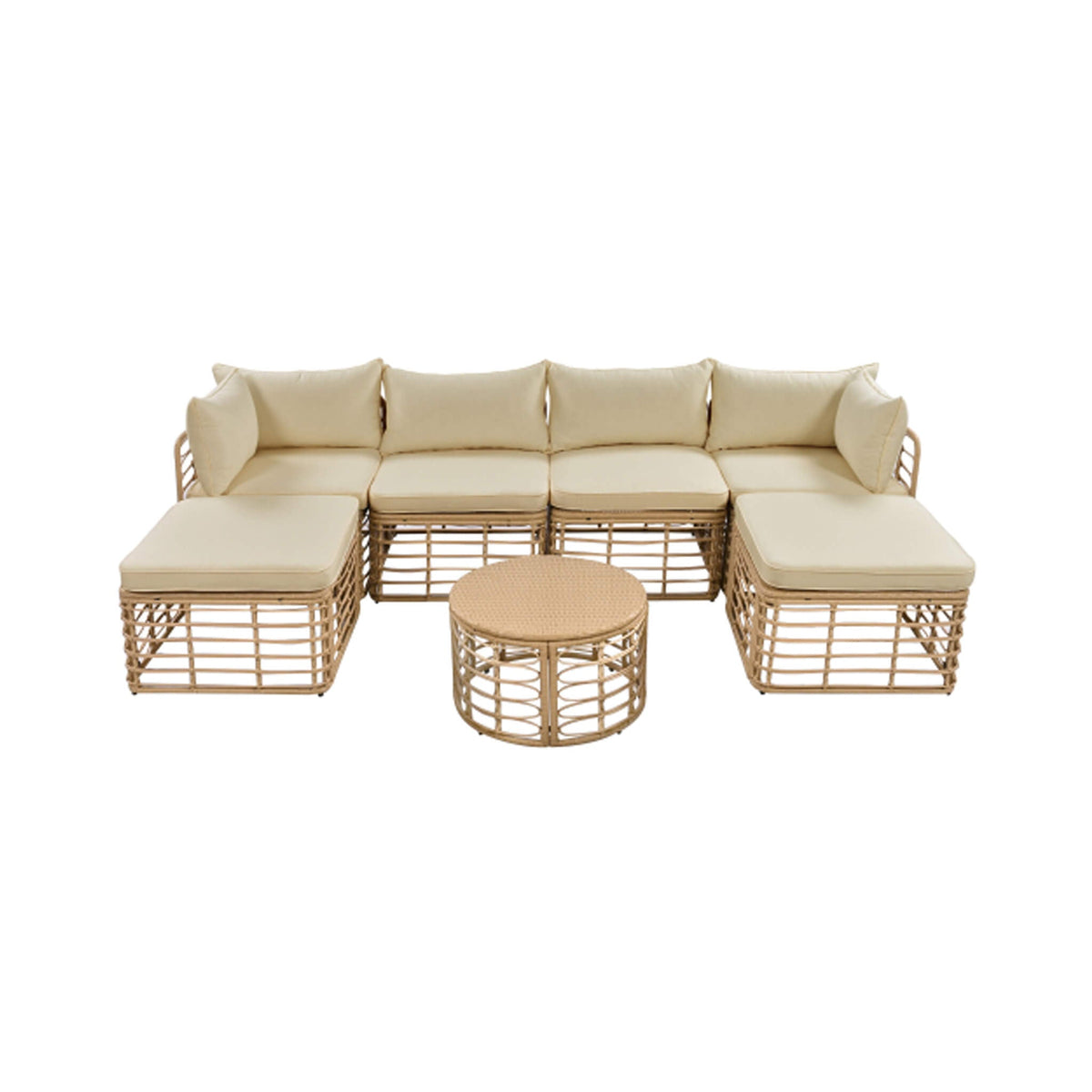 7-Piece Outdoor All-Weather Rattan Patio Sofa Set With Cushions (SAK47230)