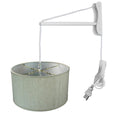 18"W MAST Plug-In Wall Mount Pendant 1 Light White Cord/Arm Textured Oatmeal Shade