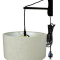 18"W MAST Plug-In Wall Mount Pendant 1 Light Black Cord/Arm Textured Oatmeal Shade