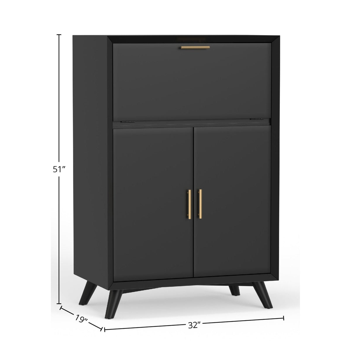 Flynn Large Black Bar Cabinet