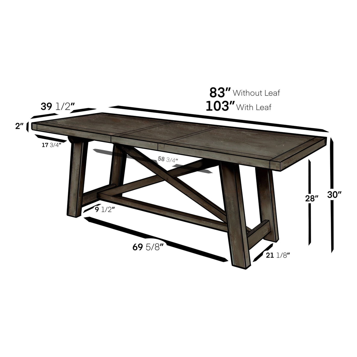 Newberry Rectangular Dining Table in Salvaged Gray