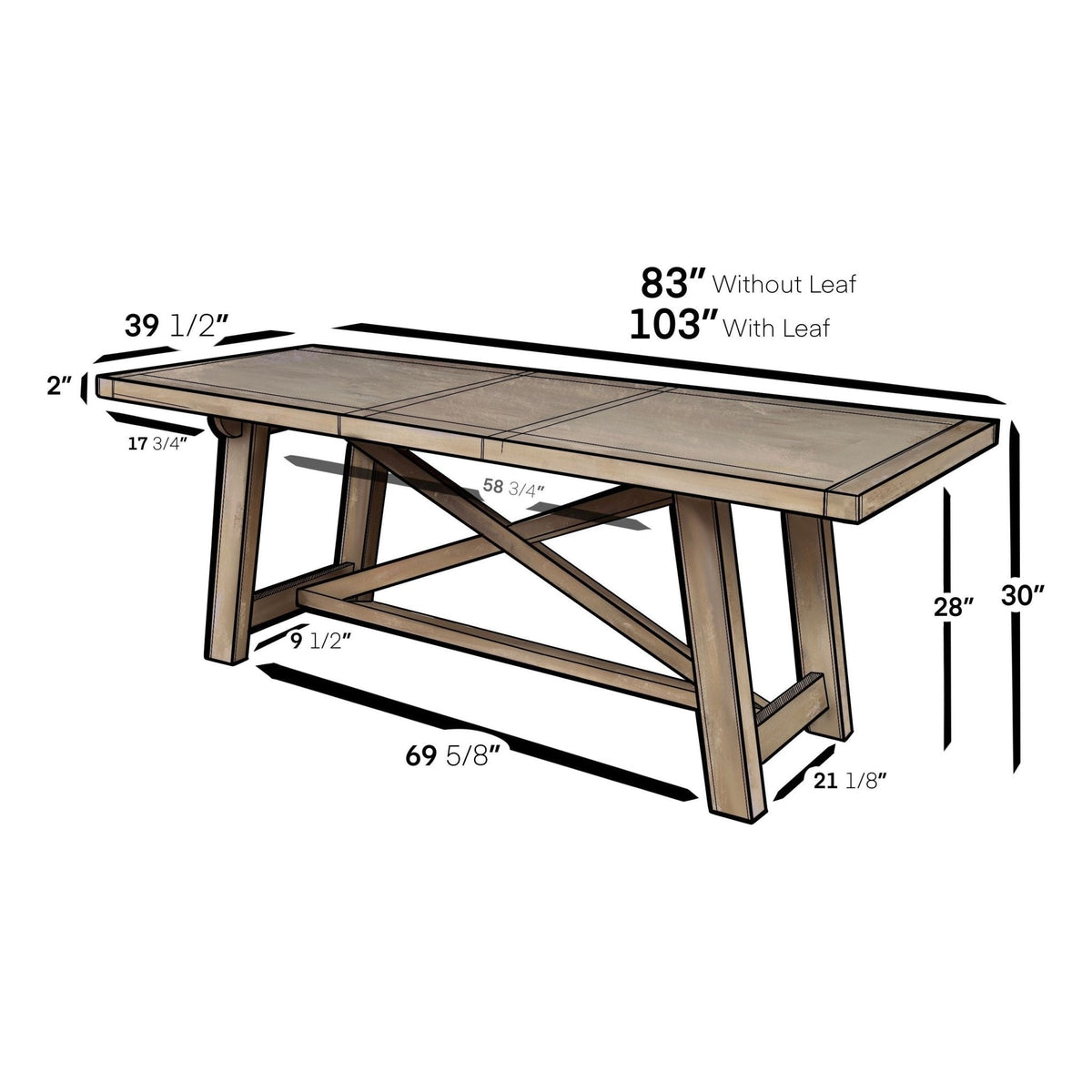 Newberry Rectangular Dining Table in Weathered Natural
