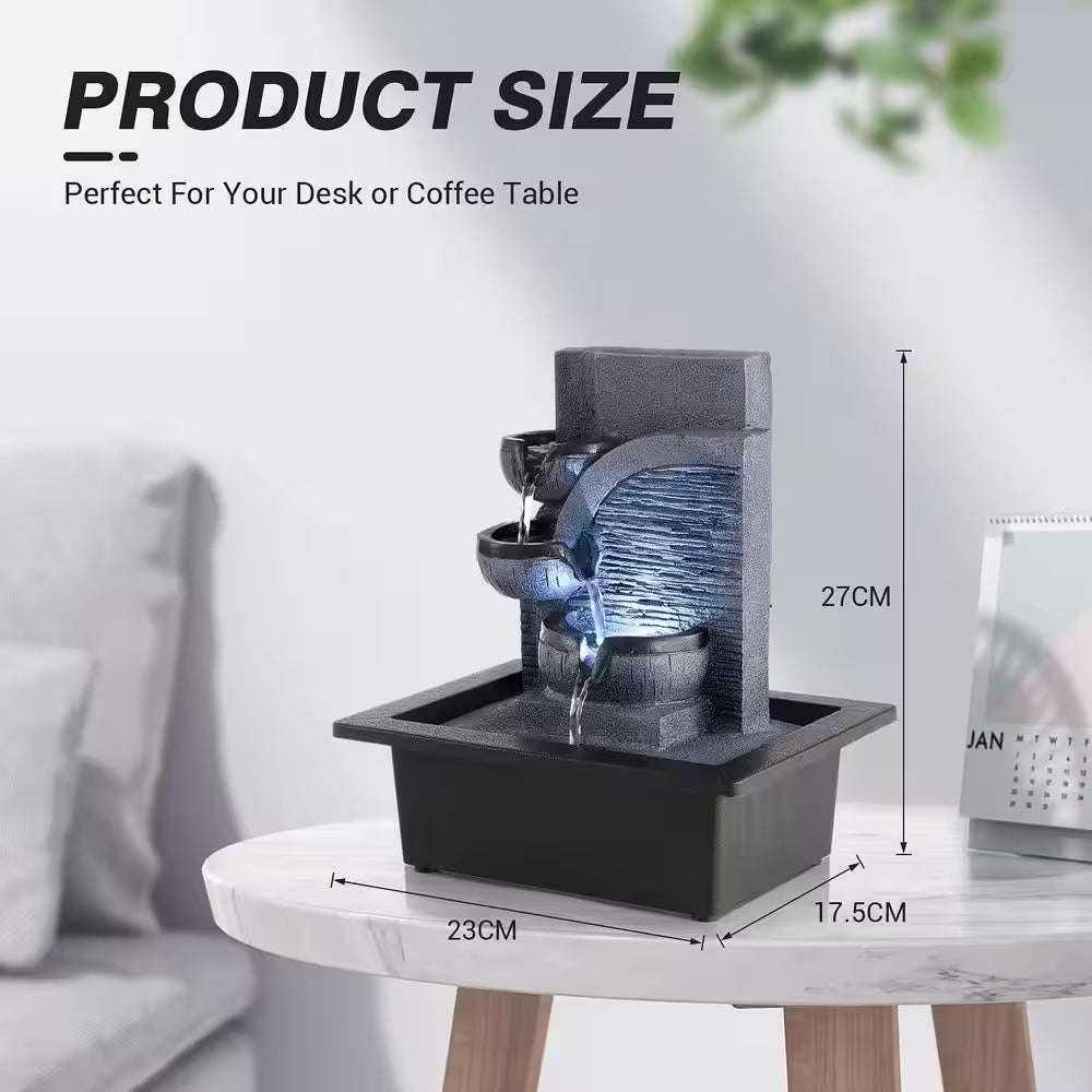 Indoor Waterfall Fountain with LED Light for Home and Office Decor