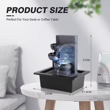 Indoor Waterfall Fountain with LED Light for Home and Office Decor