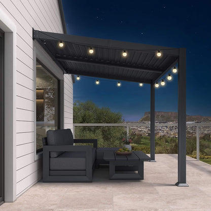 [08X10FT] Modern Wall-Mounted Louvered Pergola With Aluminum Frame (SAK60977)