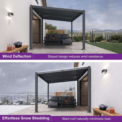 [08X12FT] Modern Louvered Aluminum Pergola With Sloped Roof (SAK37244)