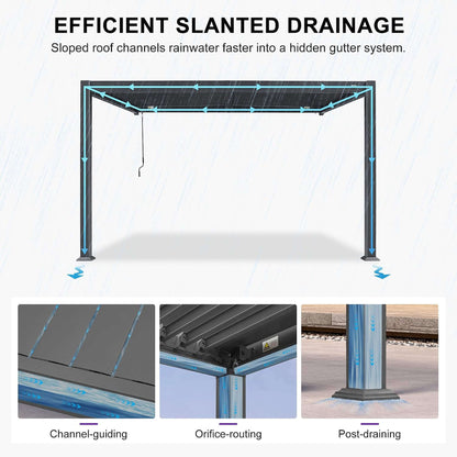 [08X12FT] Modern Wall-Mounted Louvered Pergola With Aluminum Frame (SAK25902)