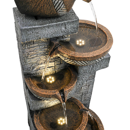 Resin Carved Clay Urn Outdoor Water Fountain 42 Inch