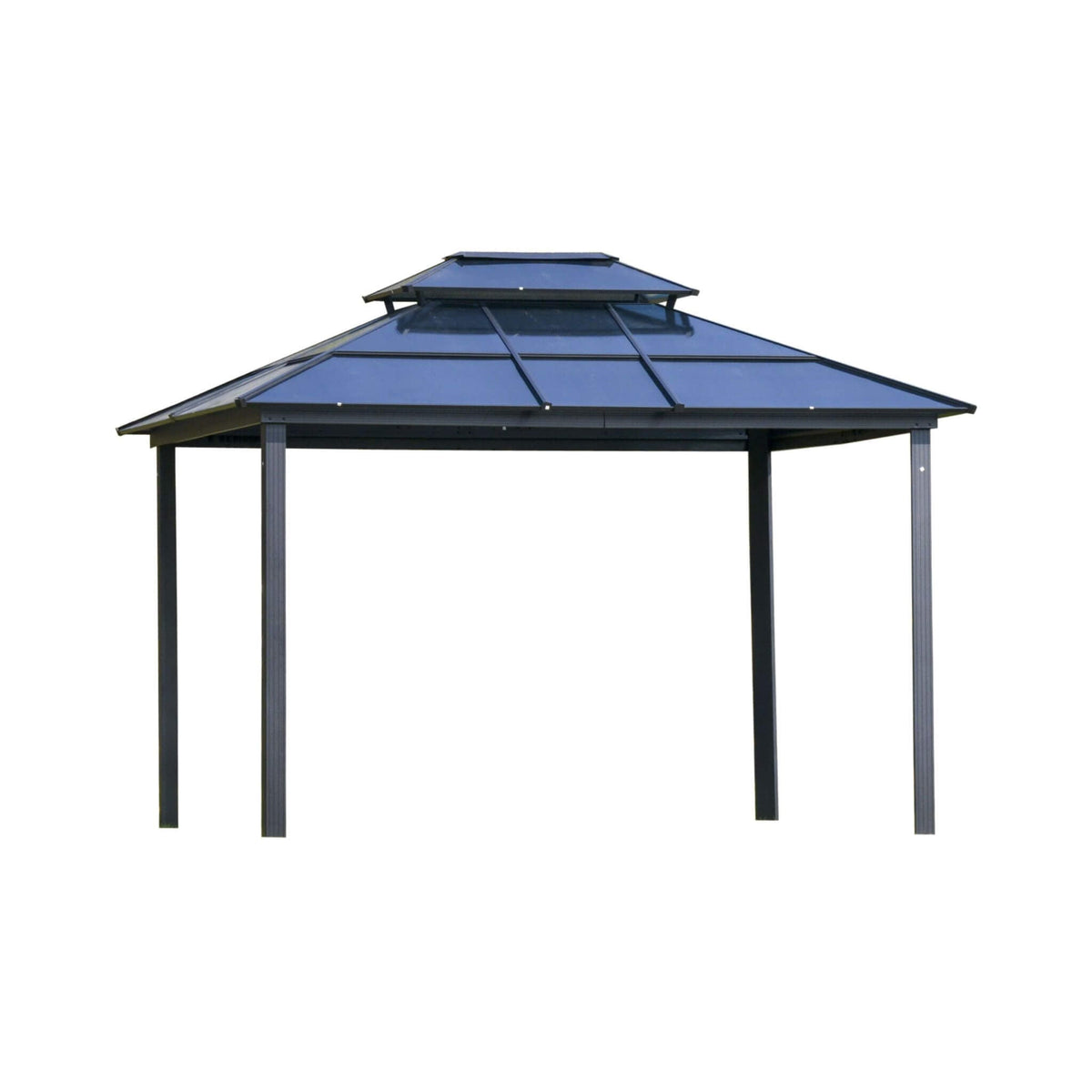 [10X12FT] Hardtop Gazebo Canopy With Polycarbonate Double Roof, Netting, And Curtains (SAK15672)