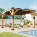 10×12 ft Cedar Wood Gazebo with Sloped Galvanized Steel Roof