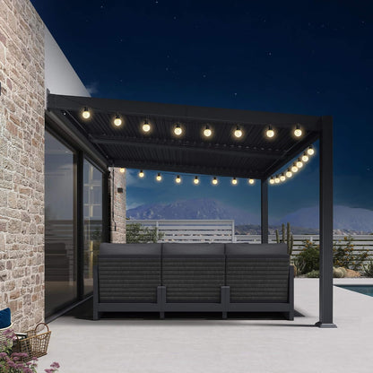 [10X12FT] Modern Wall-Mounted Louvered Pergola With Aluminum Frame (SAK45912)