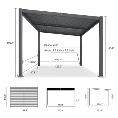 [10X14FT] Modern Louvered Aluminum Pergola With Sloped Roof (SAK44815)