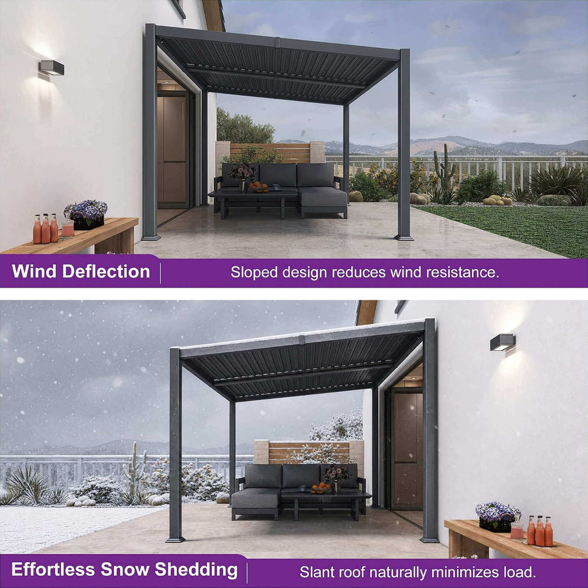 [10X14FT] Modern Louvered Aluminum Pergola With Sloped Roof (SAK44815)