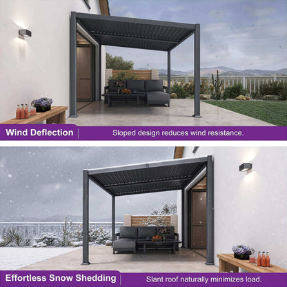 [10X14FT] Modern Louvered Aluminum Pergola With Sloped Roof (SAK44815)