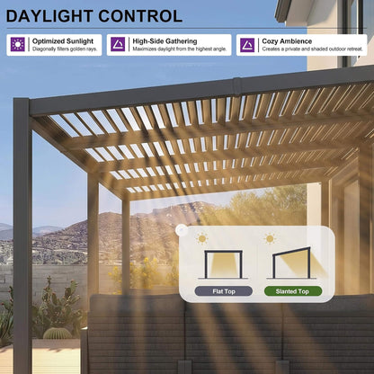 [10X20FT] Modern Louvered Aluminum Pergola With Sloped Roof (SAK12034)