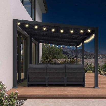 [10X20FT] Modern Louvered Aluminum Pergola With Sloped Roof (SAK12034)