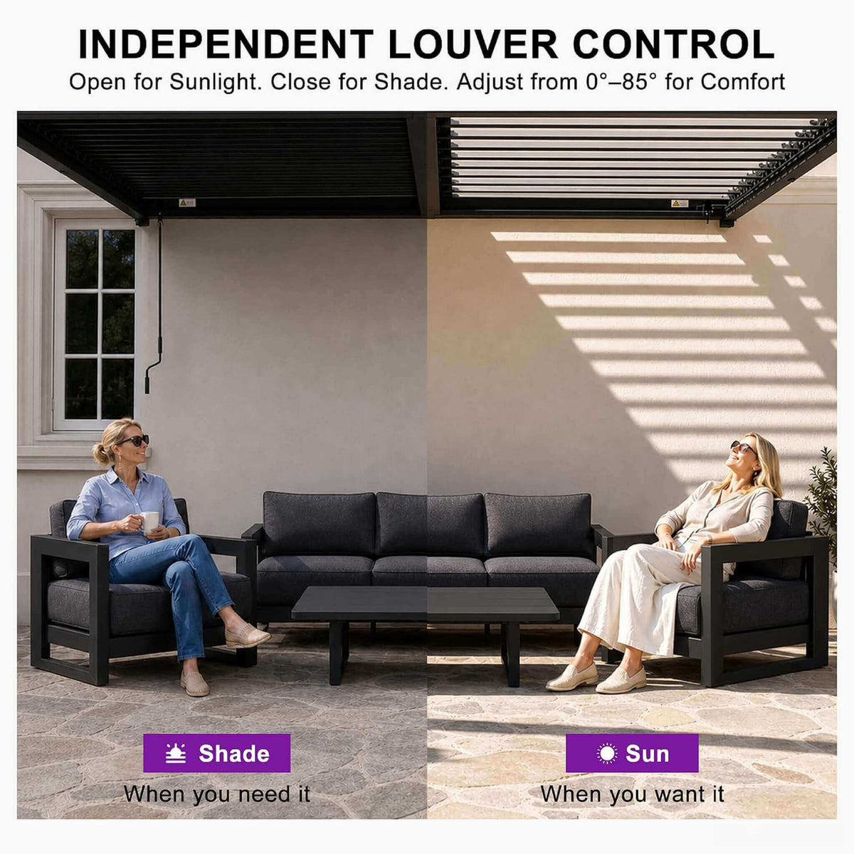 [10X20FT] Modern Wall-Mounted Louvered Pergola With Aluminum Frame (SAK90333)