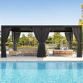 10' x 20' Louvered Pergola with Curtains and Mosquito Netting