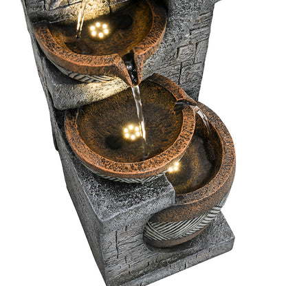 Resin Carved Clay Urn Outdoor Water Fountain 42 Inch