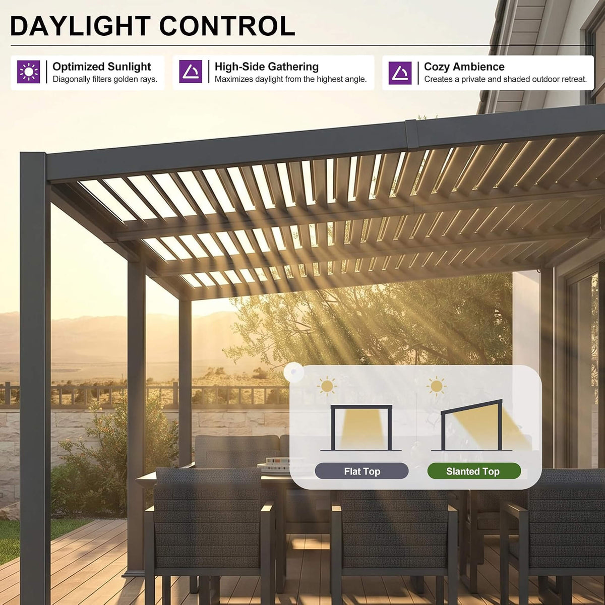 [11X18FT] Modern Louvered Aluminum Pergola With Sloped Roof (SAK29326)