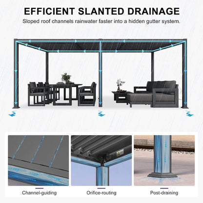 [11X18FT] Modern Louvered Aluminum Pergola With Sloped Roof (SAK29326)