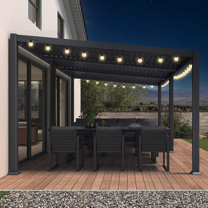 [11X18FT] Modern Louvered Aluminum Pergola With Sloped Roof (SAK29326)