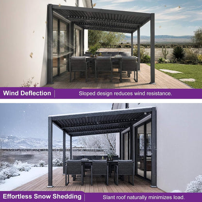 [11X18FT] Modern Louvered Aluminum Pergola With Sloped Roof (SAK29326)