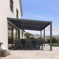 11' x 18' Wall-Mounted Aluminum Pergola with Adjustable Louvers