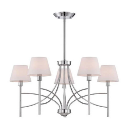 5-Light Chrome Chandelier with Fabric Shade