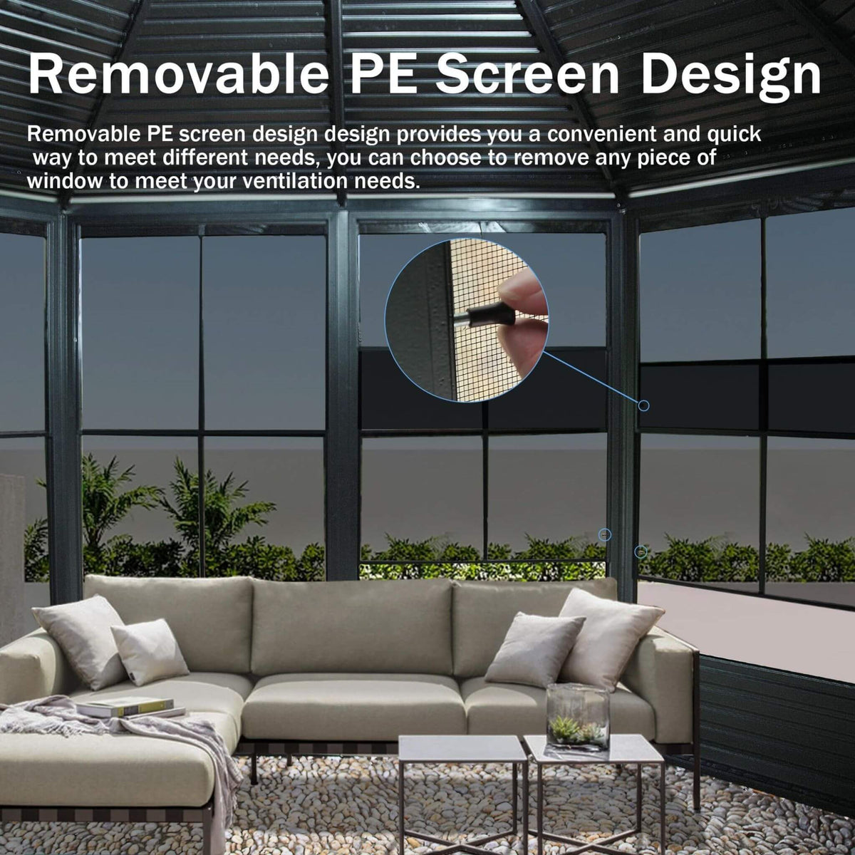 [12X12FT] Prism Large Octagonal Sunroom Solarium With Lockable Sliding Doors And Galvanized Steel Sloping Roof (SAK47843)