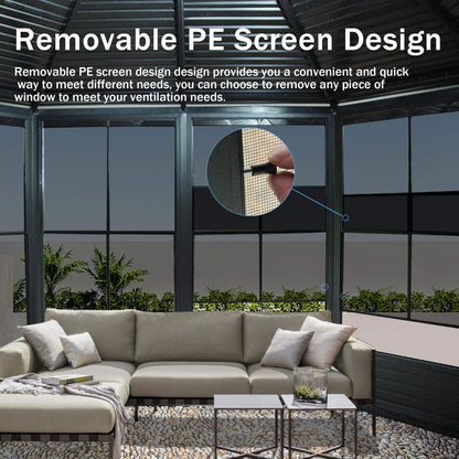 [12X12FT] Prism Large Octagonal Sunroom Solarium With Lockable Sliding Doors And Galvanized Steel Sloping Roof (SAK47843)