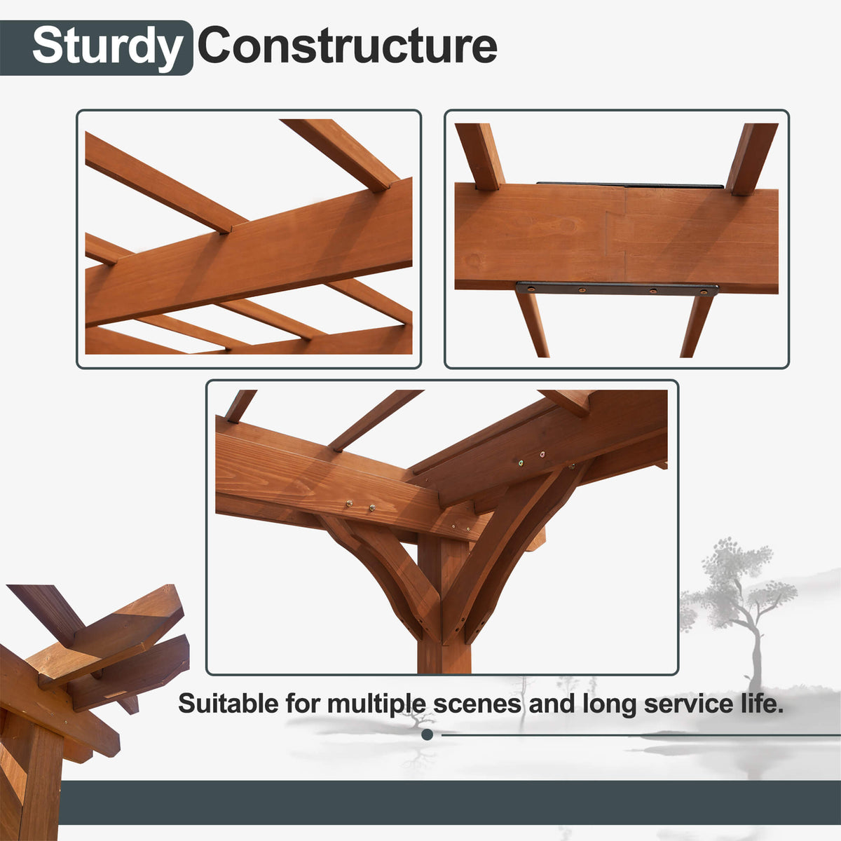 [12X16FT] Extra-Large Outdoor Wooden Waterproof Grape Pergola (SAK76476)