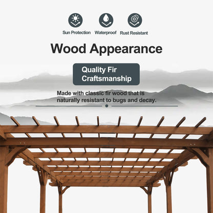 [12X16FT] Extra-Large Outdoor Wooden Waterproof Grape Pergola (SAK76476)