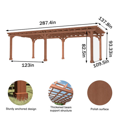 Outdoor Cedar Wood Patio Pergola With Slatted Trellis Roof (SAK92150)