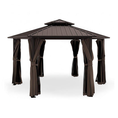 [13X15FT] Hardtop Hexagonal Gazebo With Curtains And Netting [No Furniture] (SAK60713)