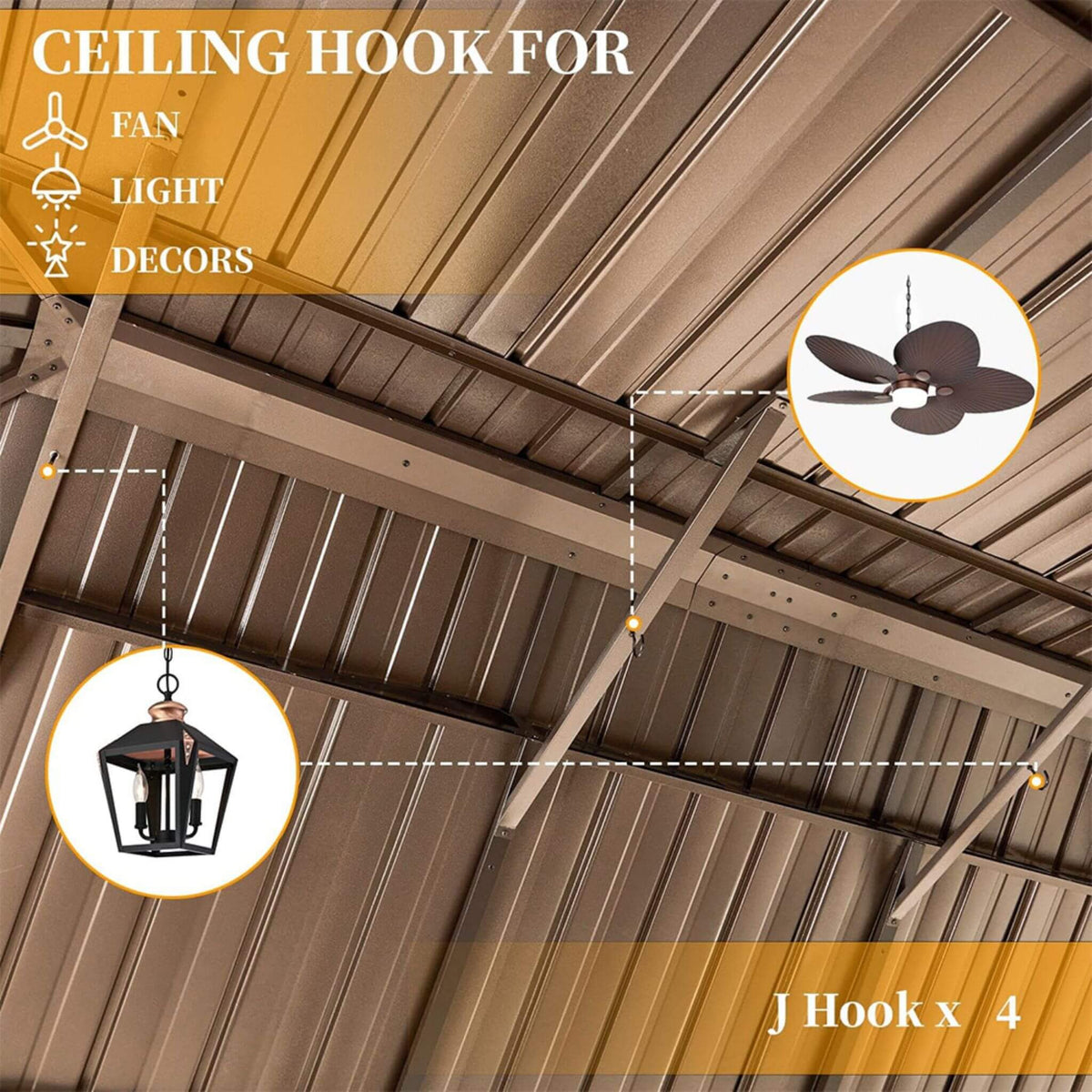 [14X24FT] Heavy-Duty Aluminum Galvanized Steel Double Roof Hardtop Gazebo With Netting And Curtains (SAK41853)