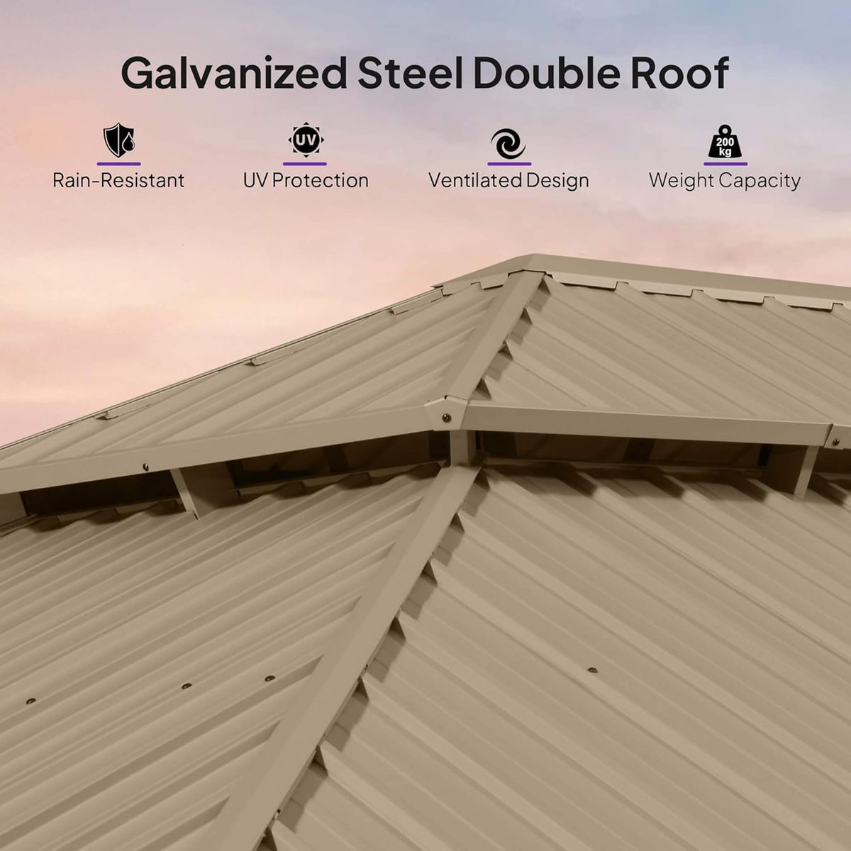 [14X28FT] Extra-Large Hardtop Gazebo With Galvanized Steel Double Roof, Curtains And Netting (SAK85731)