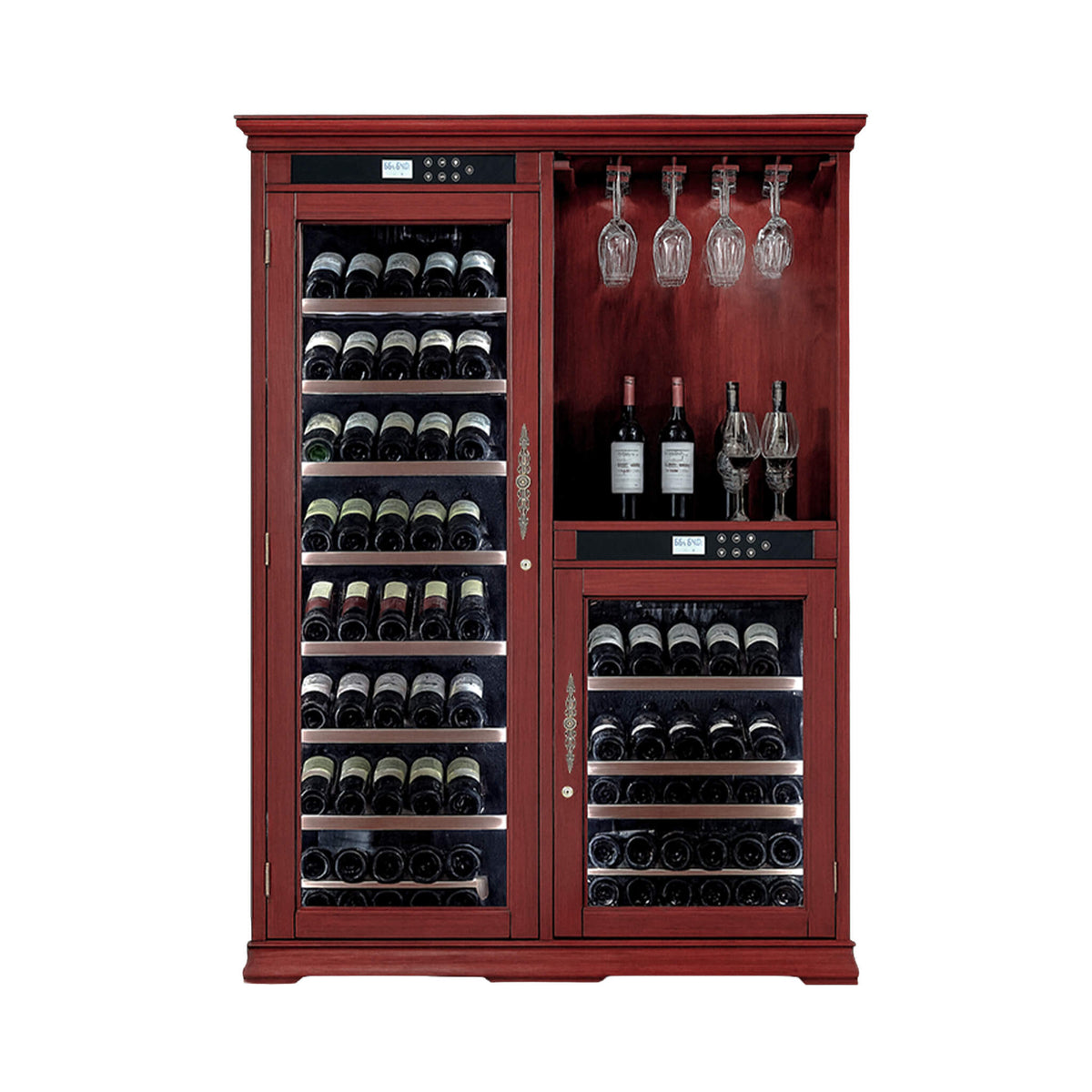 158-Bottle Wooden Wine Cooler Cabinet with Adjustable Temperature Controls