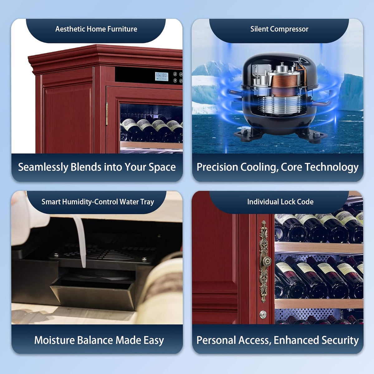 158-Bottle Wooden Wine Cooler Cabinet With Adjustable Temperature And Vacuum Insulation Doors (SAK91827)