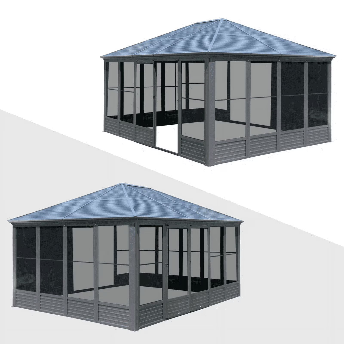 16.5' x 13' Premium Outdoor Solarium with Removable PVC Panels and Galvanized Steel Roof