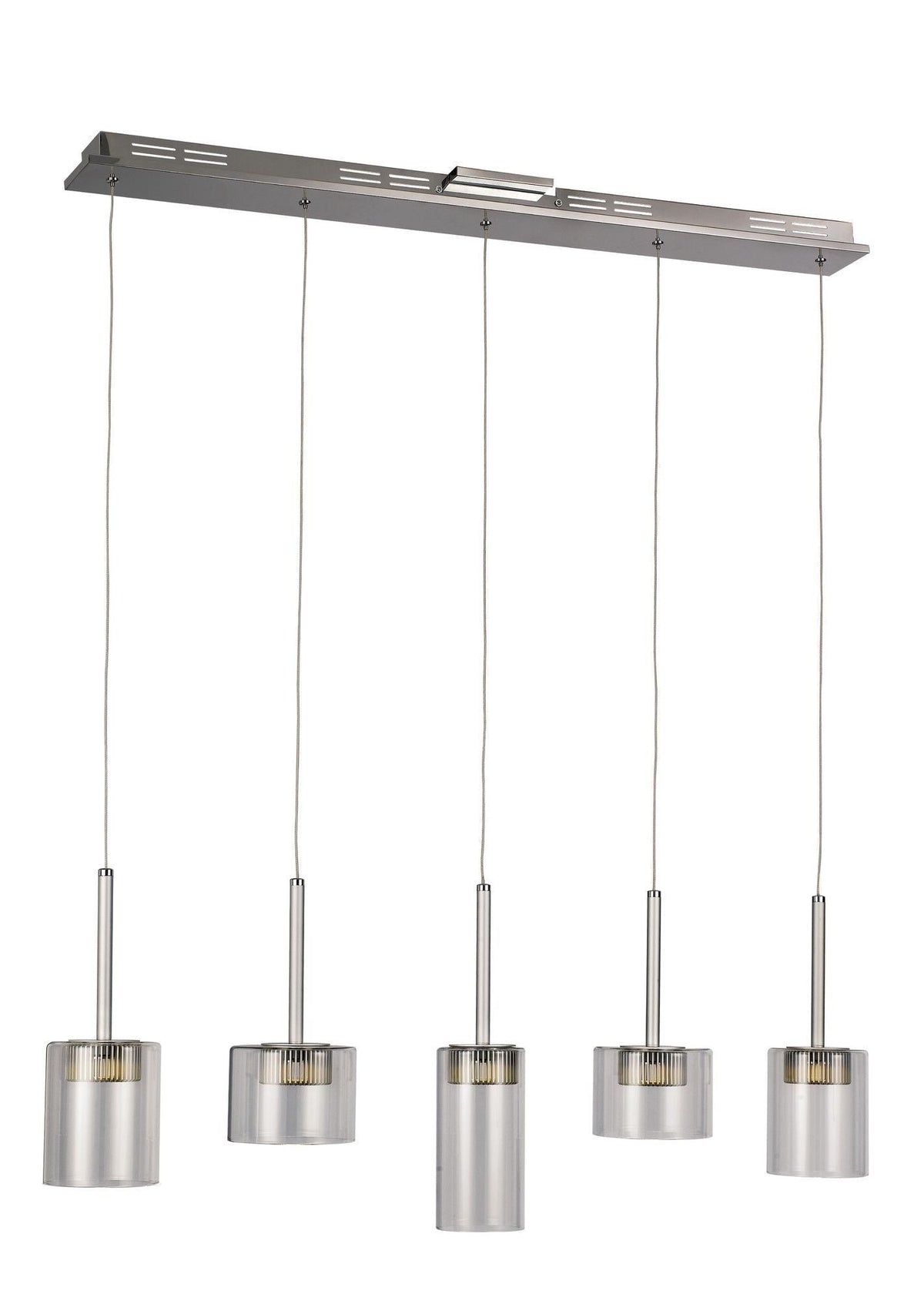 5-Light Polished Chrome LED Island Pendant with Clear Glass