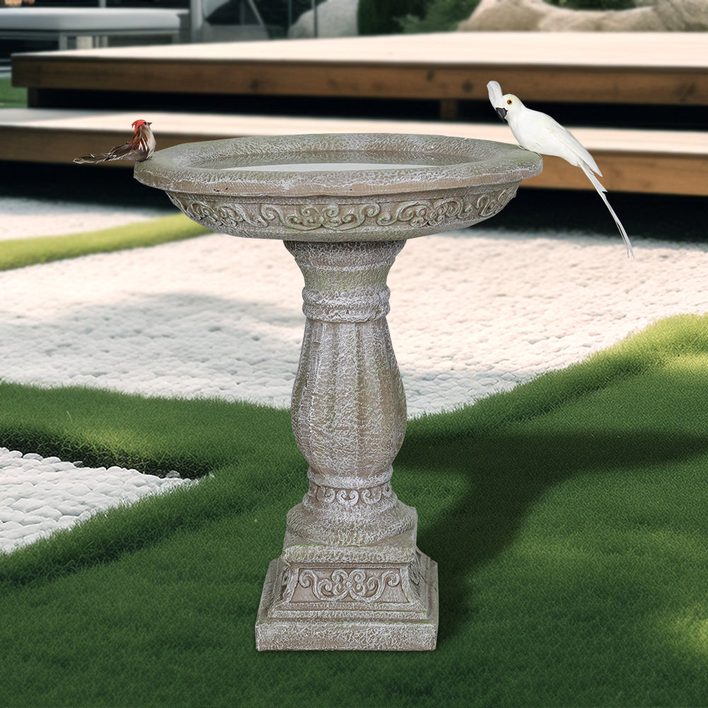 Concrete Antique Bird Bath Ornate Pedestal 23 Inch