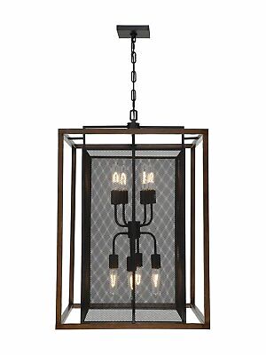 Rio Lobo 8-Light Pendant – Dark Oak and Black