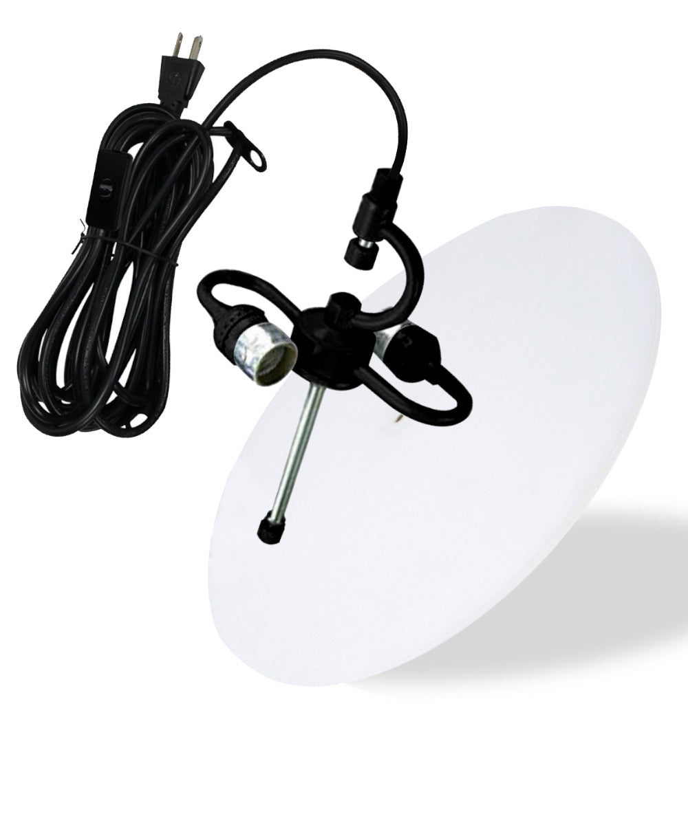 16-Inch Oatmeal Drum Pendant Light with Diffuser and Black Plug-In Cord
