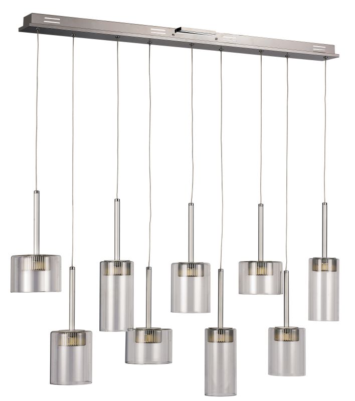9-Light Polished Chrome LED Island Pendant with Clear Glass